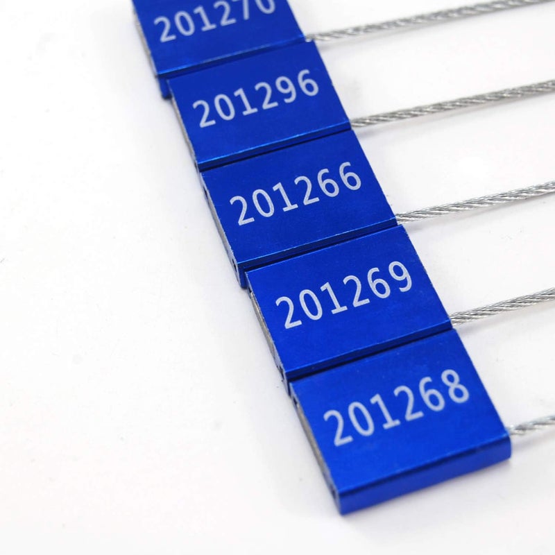 Rasunkae 10pcs Numbered Security Steel Cable Seals, Metal Container Seals Aluminum Pull Tight Adjustable Cable, Shipping Label Metal Tags, for Logistics, Truck, Trailer, Cargo Shipping (Blue, 10pcs) - Image 5